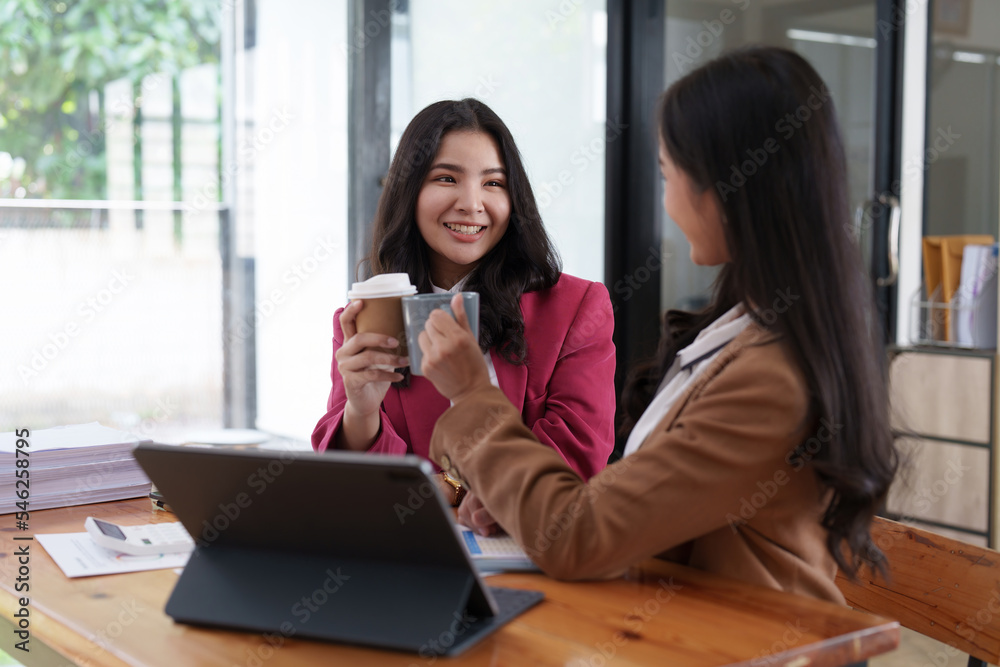 Group of business consultant working management big data and analyze financial document of company. account, finance, business concept Group of business consultant working management big data and analyze financial document of company. account, finance, business concept