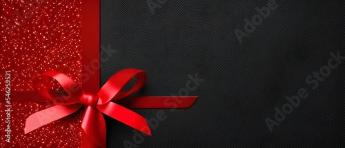 gift card wishes merry christmas background with red ribbon bow on black texture template with blank copy space