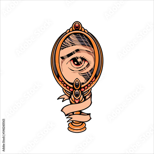 the mirror tattoo illustration vector design