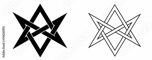 unicursal hexagram sign set isolated on white background