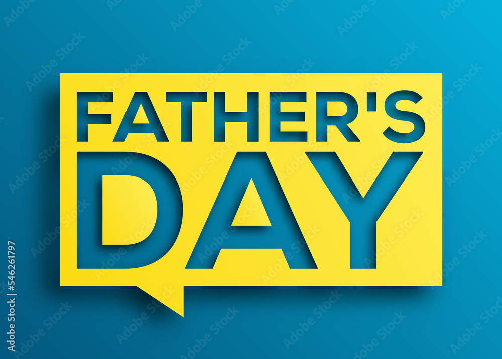 Father's Day yellow banner on blue textured background advertisement poster concept Father's Day yellow banner on blue textured background advertisement poster concept