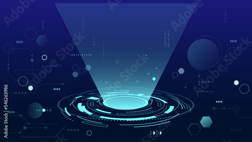 Abstract future digital technology background. Techno circle with glow template.