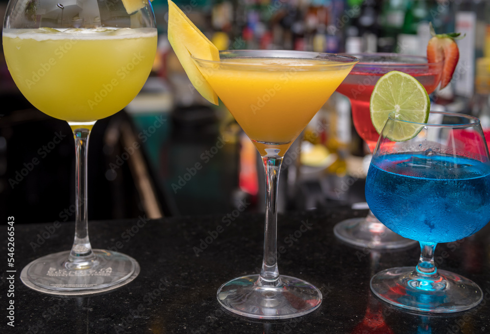 Typical colombian food and drinks, variety of cocktails Typical colombian food and drinks, variety of cocktails