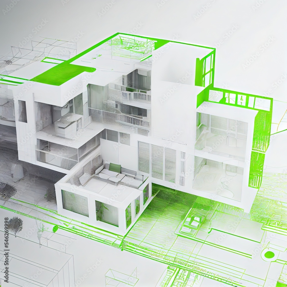 blueprints of House under construction green blueprints of House under construction green