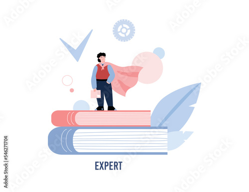 Expert and highly skilled professional flat vector illustration isolated.