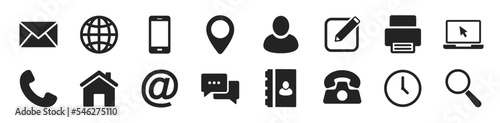 Contact and web icons set. Communication icon symbol