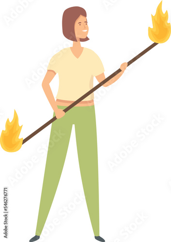 Fakir celebration icon cartoon vector. Fire show. Event fun