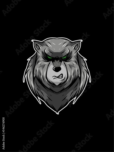 illustration of angry bear head for shirt design