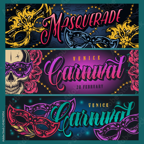 Venice Carnival set posters colorful