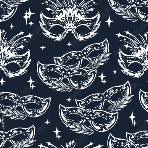 Masquerade pattern seamless monochrome vintage