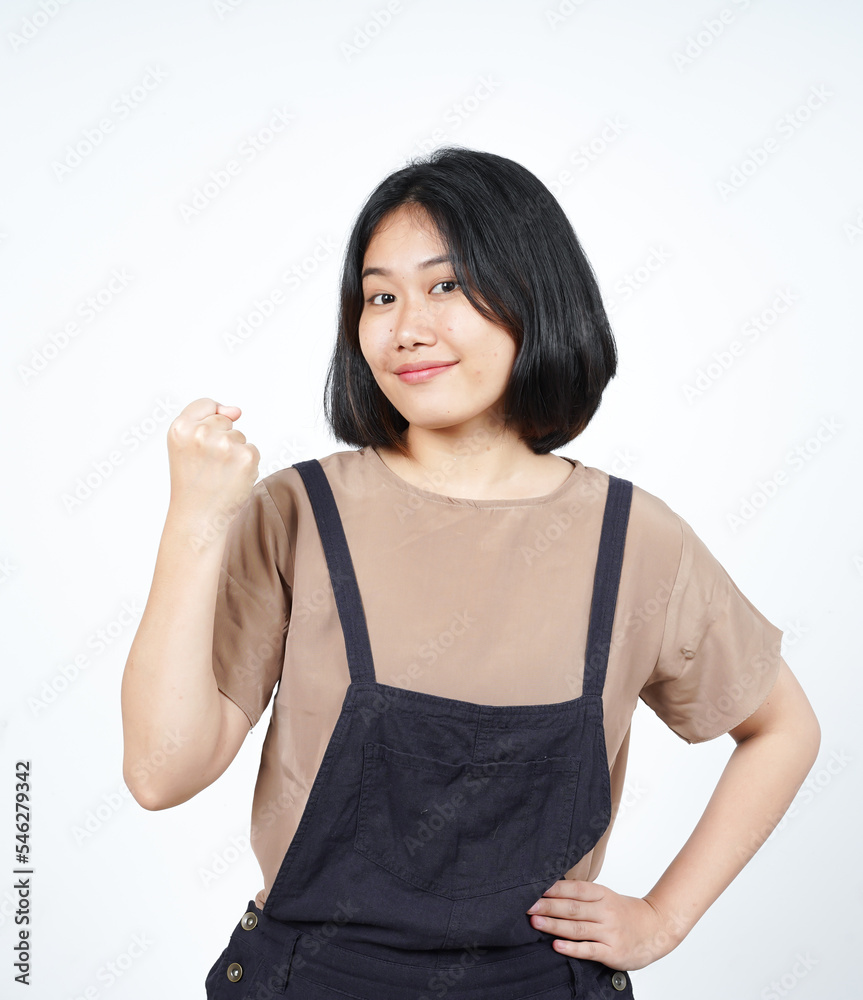 Yes Celebration gesture Of Beautiful Asian Woman Isolated On White Background Yes Celebration gesture Of Beautiful Asian Woman Isolated On White Background
