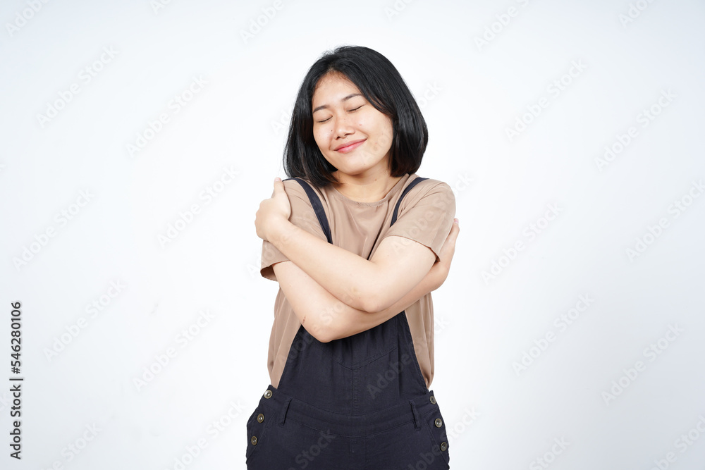 Grateful and Self Love Gesture Of Beautiful Asian Woman Isolated On White Background Grateful and Self Love Gesture Of Beautiful Asian Woman Isolated On White Background