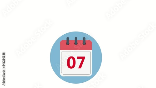 Dates passing by in a red and white calendar