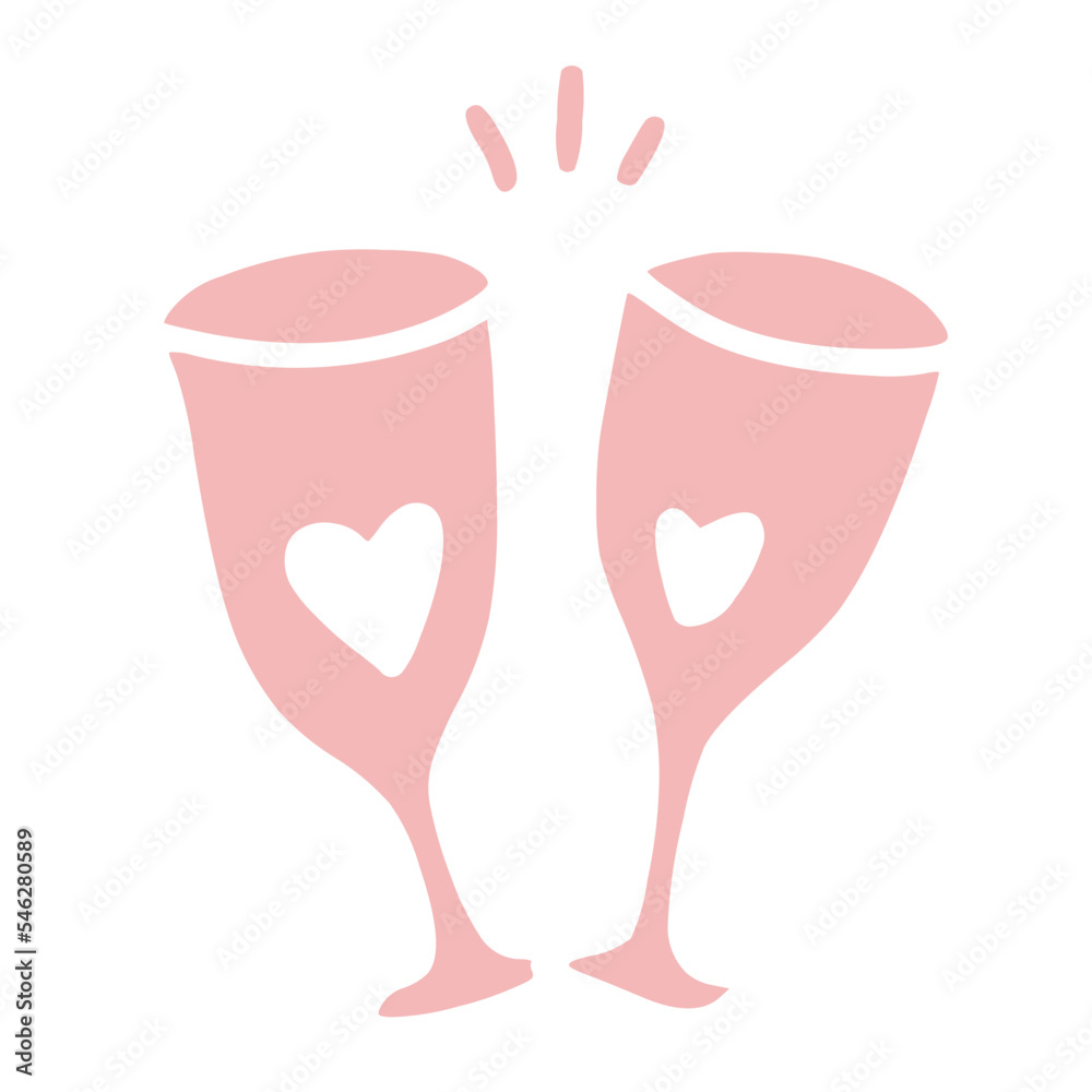 Valentine Doodle Couple Glass 