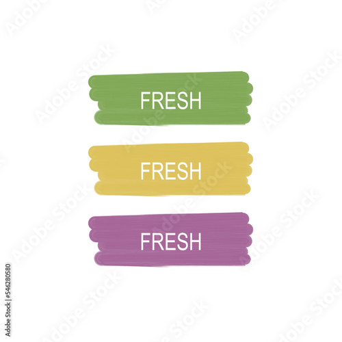 FRESH COLORED LABELS ISOLATED ON WHITE