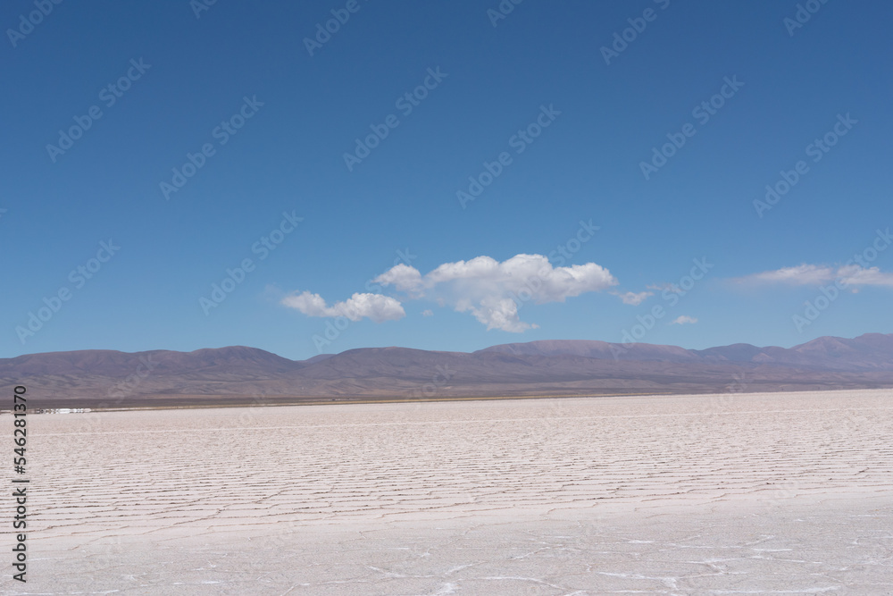 Salinas Grandes salt flat desert in provinces of Salta and Jujuy, located in the  Puna of Atacama, Northwest Argentina.
