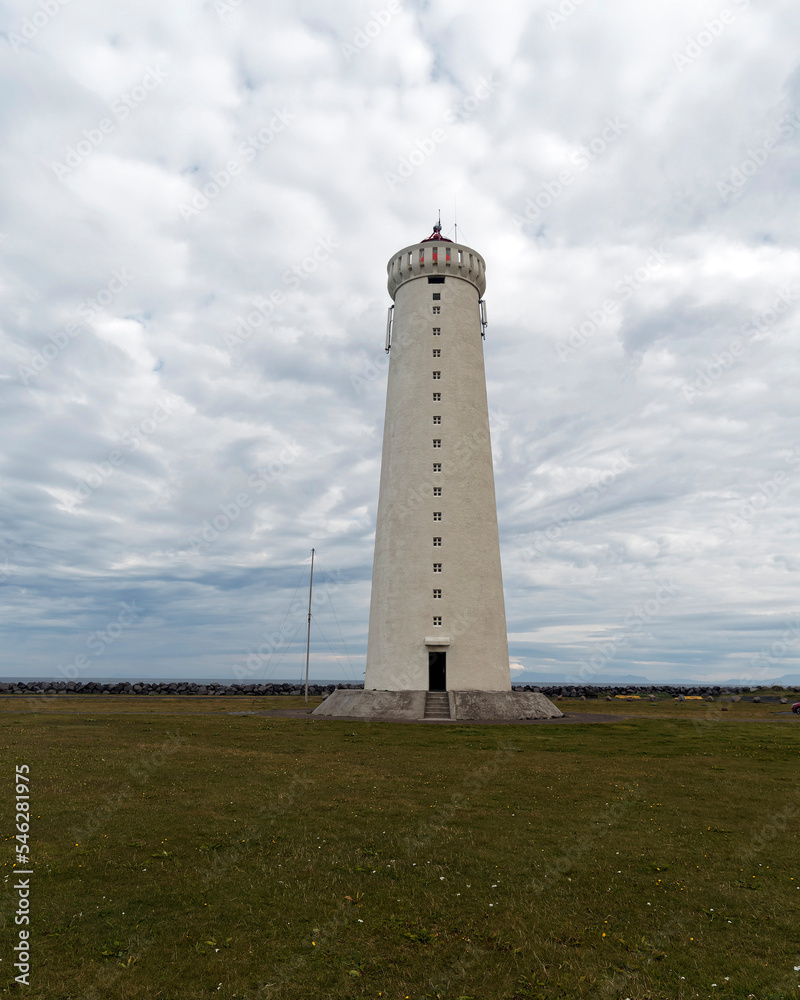 The new Gardur lighthouse, Gardur, Iceland.