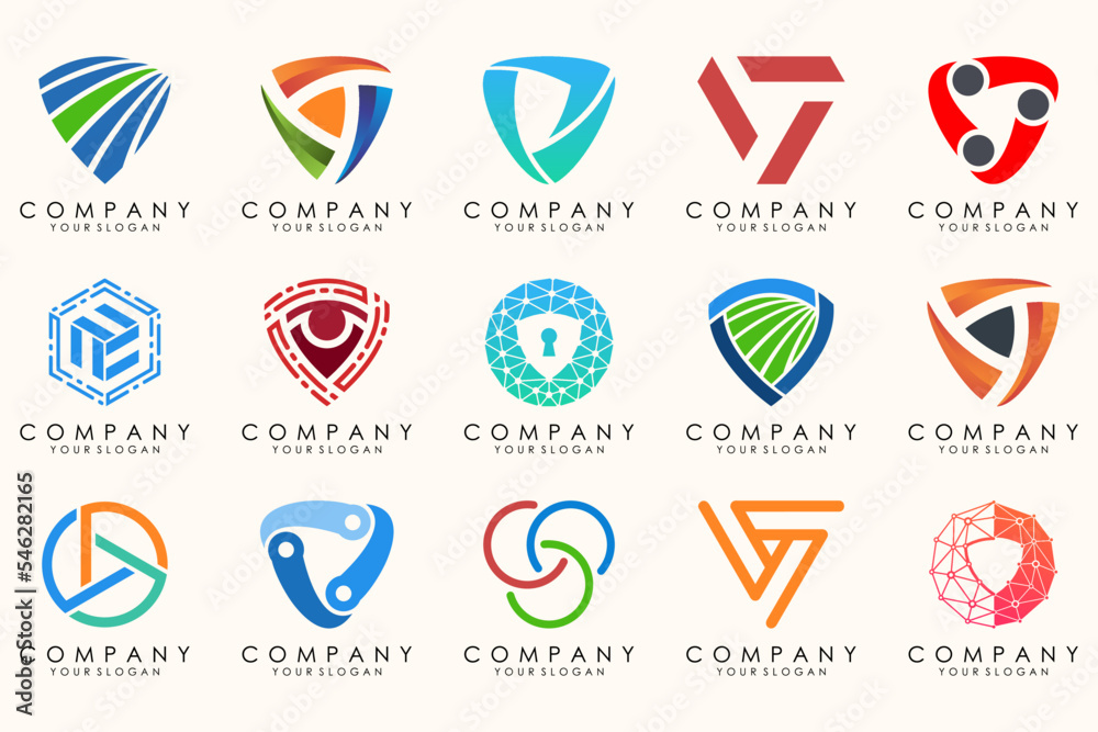Creative Shield logo and icons set. Vector logo design template. Creative Shield logo and icons set. Vector logo design template.
