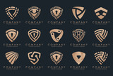 Creative Shield logo and icons set. Vector logo design template.