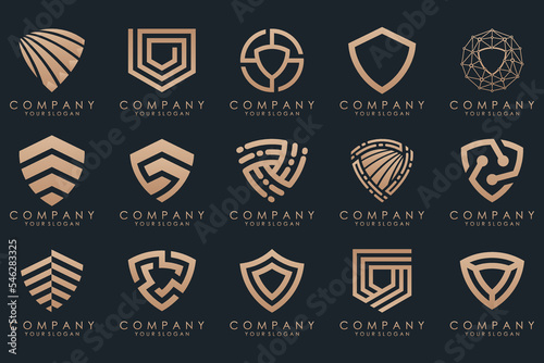 Creative Shield logo and icons set. Vector logo design template.