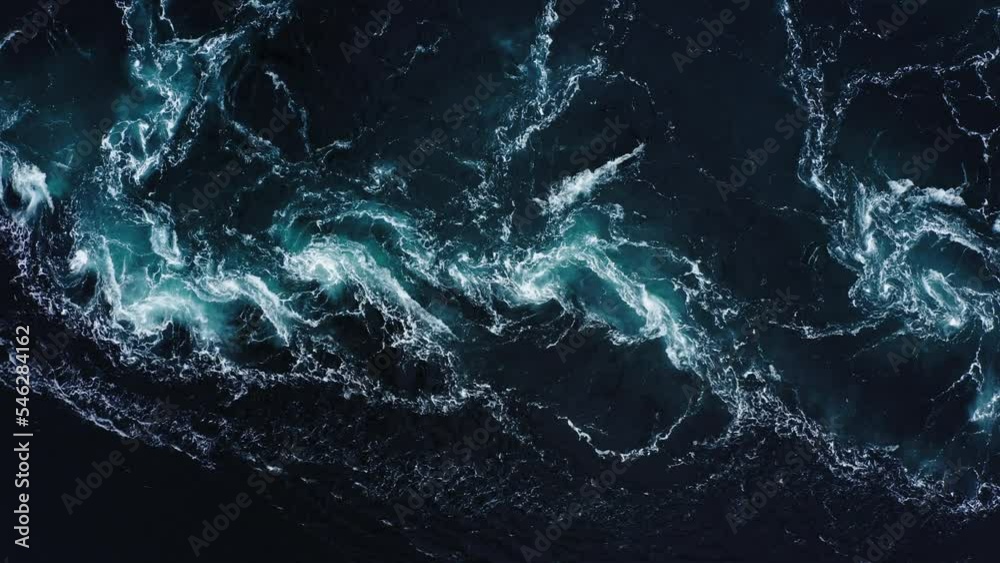 Waves of water of the river and the sea meet each other during high tide and low tide. norway