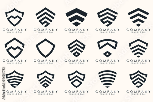 Creative Shield logo and icons set. Vector logo design template.