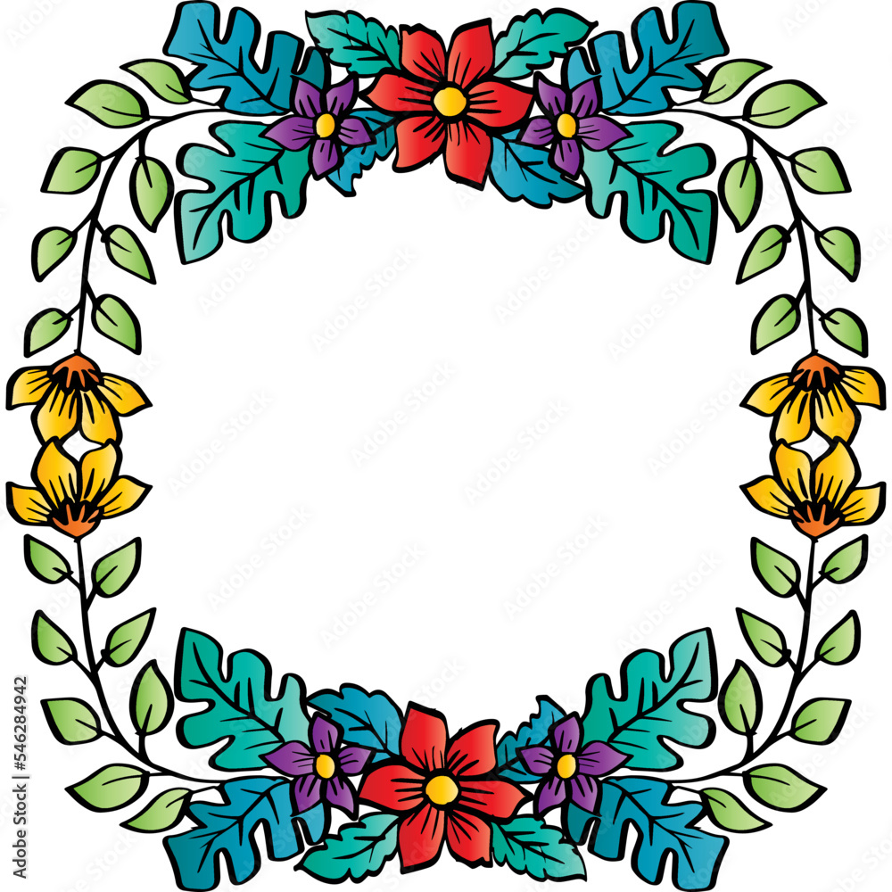 Doodle hand drawing floral frame decoration.