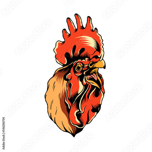 The illustration of a traditional style tattoo rooster is perfect for a t-shirt or merchandise design