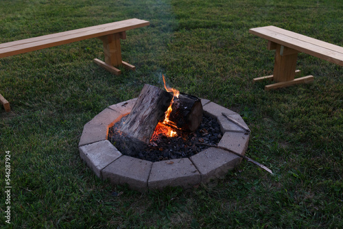 Campfire in summer