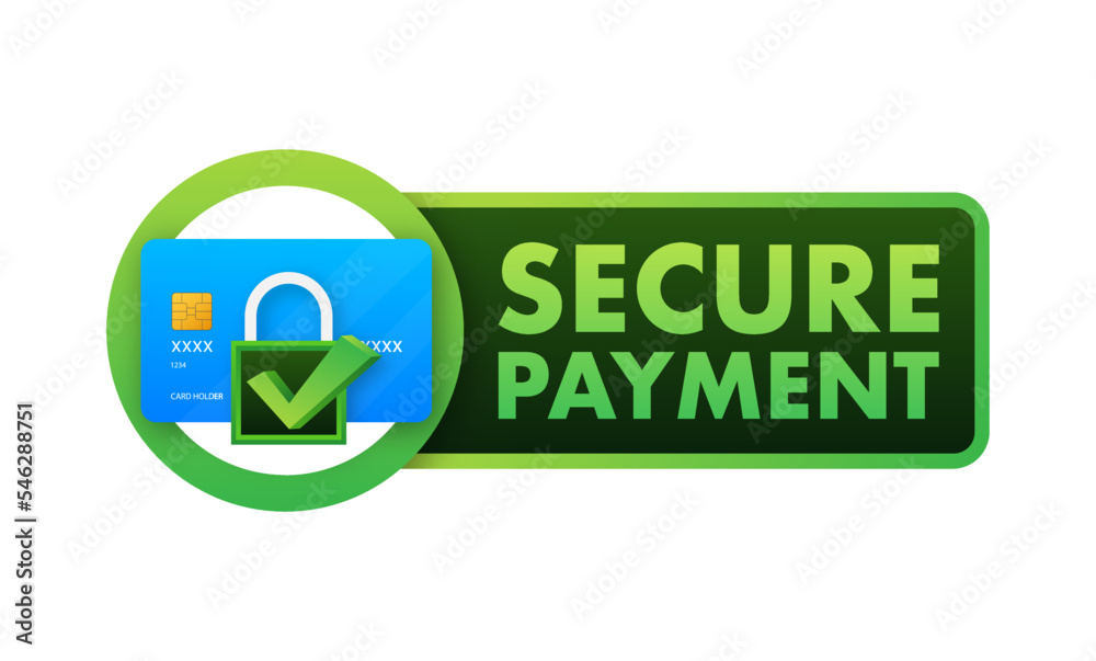 Secure payment. Credit card icon with shield. Secure transaction. Vector stock illustration. Secure payment. Credit card icon with shield. Secure transaction. Vector stock illustration.