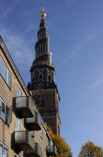 Canvas Print baroque church of our saviour with external spiral winding staircase  in Copenha