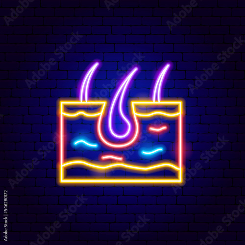 Skin Neon Sign. Vector Illustration of Medical Human Health Objects.