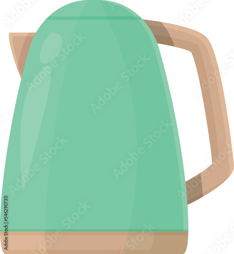 Green kettle icon cartoon vector. Electric kettle. Style item