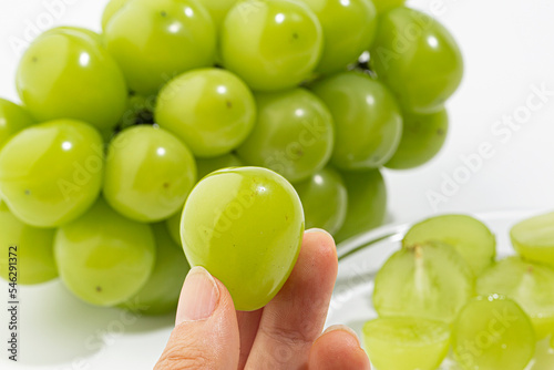 Shine Muscat green grape on white background