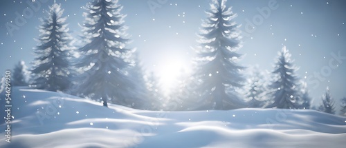 Christmas landscape with snow and fir tree. copy space © Markus