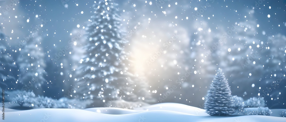 Christmas landscape with snow and fir tree. copy space Christmas landscape with snow and fir tree. copy space