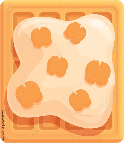 Nut waffle icon cartoon vector. Belgian food. Cooking menu