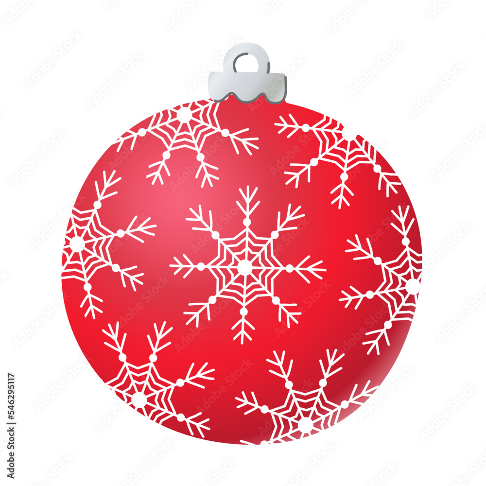 Christmas ball illustration. Decoration item for Christmas tree. Bauble with snowflakes.