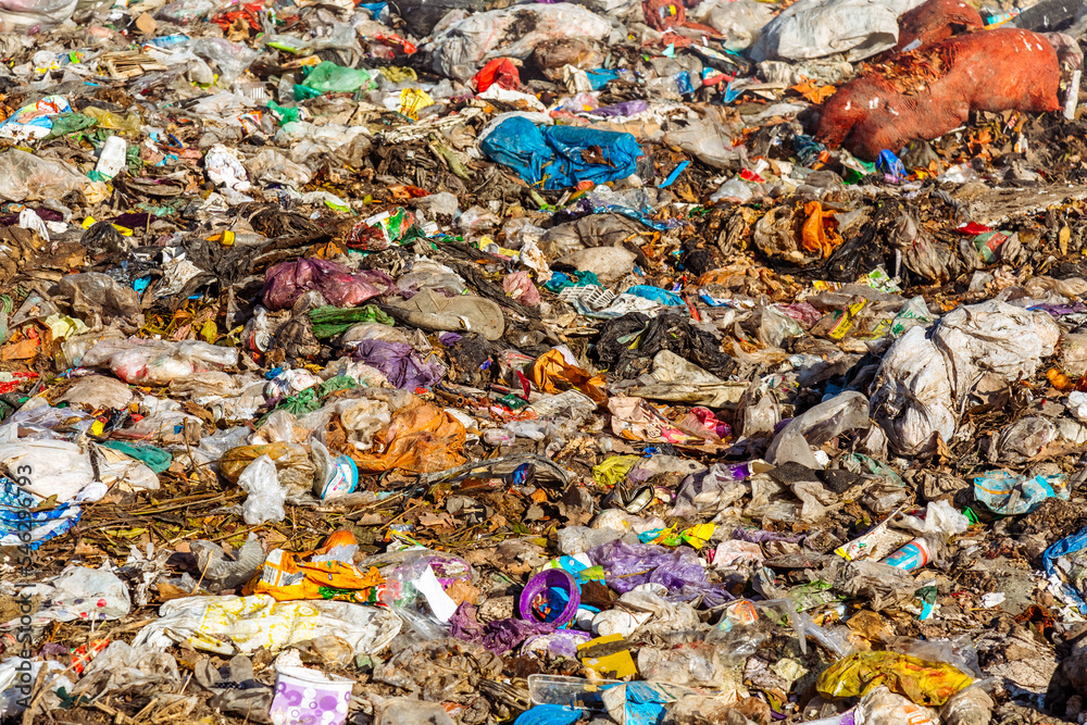 Texture of trash piles in landfill