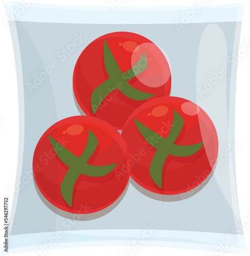 Tomato vacuum bag icon cartoon vector. Food pack. Storage pouch