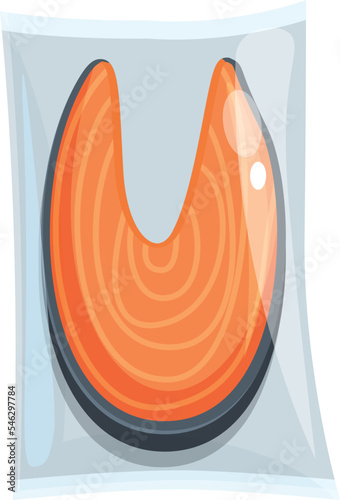 Red fish vacuum bag icon cartoon vector. Food meat. Steak zipper