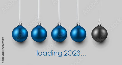 Blue and black Christmas baubles 2023 loading bar.