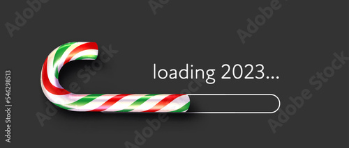 Striped red, green and white candy cane 2023 loading bar.
