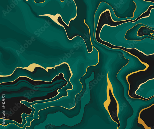 Green gold marble abstract background.Vector illustration