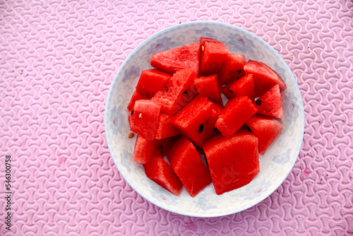 watermelon on white plate