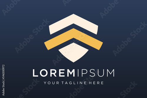 Creative Shield combined house logo and icons set. Vector logo design template.