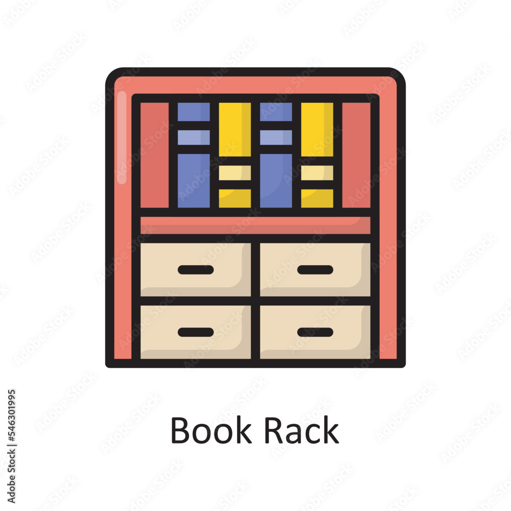 Book Rack Vector Filled Outline Icon Design illustration. Housekeeping Symbol on White background EPS 10 File Book Rack Vector Filled Outline Icon Design illustration. Housekeeping Symbol on White background EPS 10 File