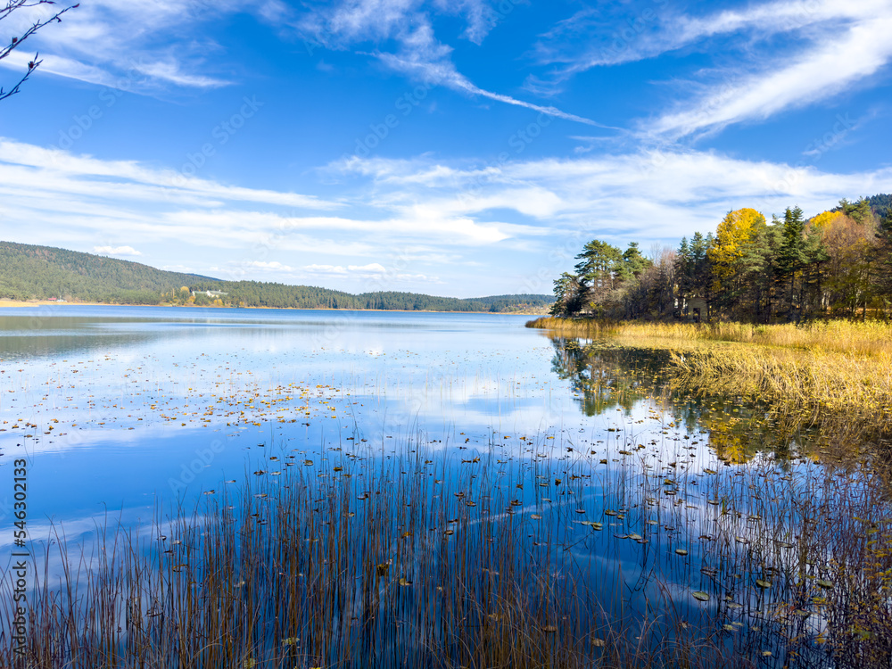 Fototapeta premium Abant Lake and autumn landscape. Abant National Park - Bolu, Turkey