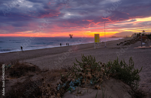 sunset in Marbella at the shore