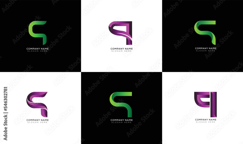 Minimal letter q logo collection black and white background Minimal letter q logo collection black and white background
